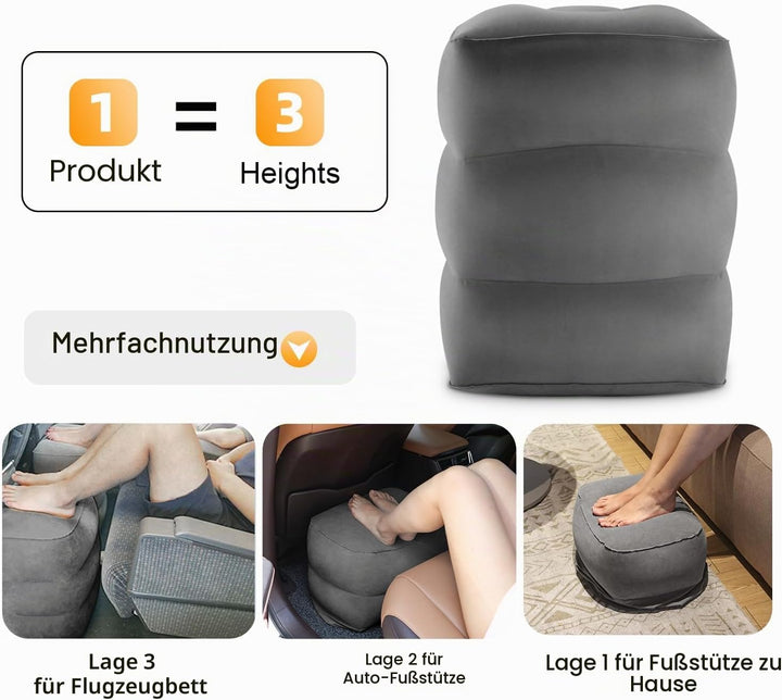 Maliton Fussstütze Flugzeug，Aufblasbare Fussstütze Kissen für Reisen Auto &amp; Zuhause &amp; Büro, Höhenver