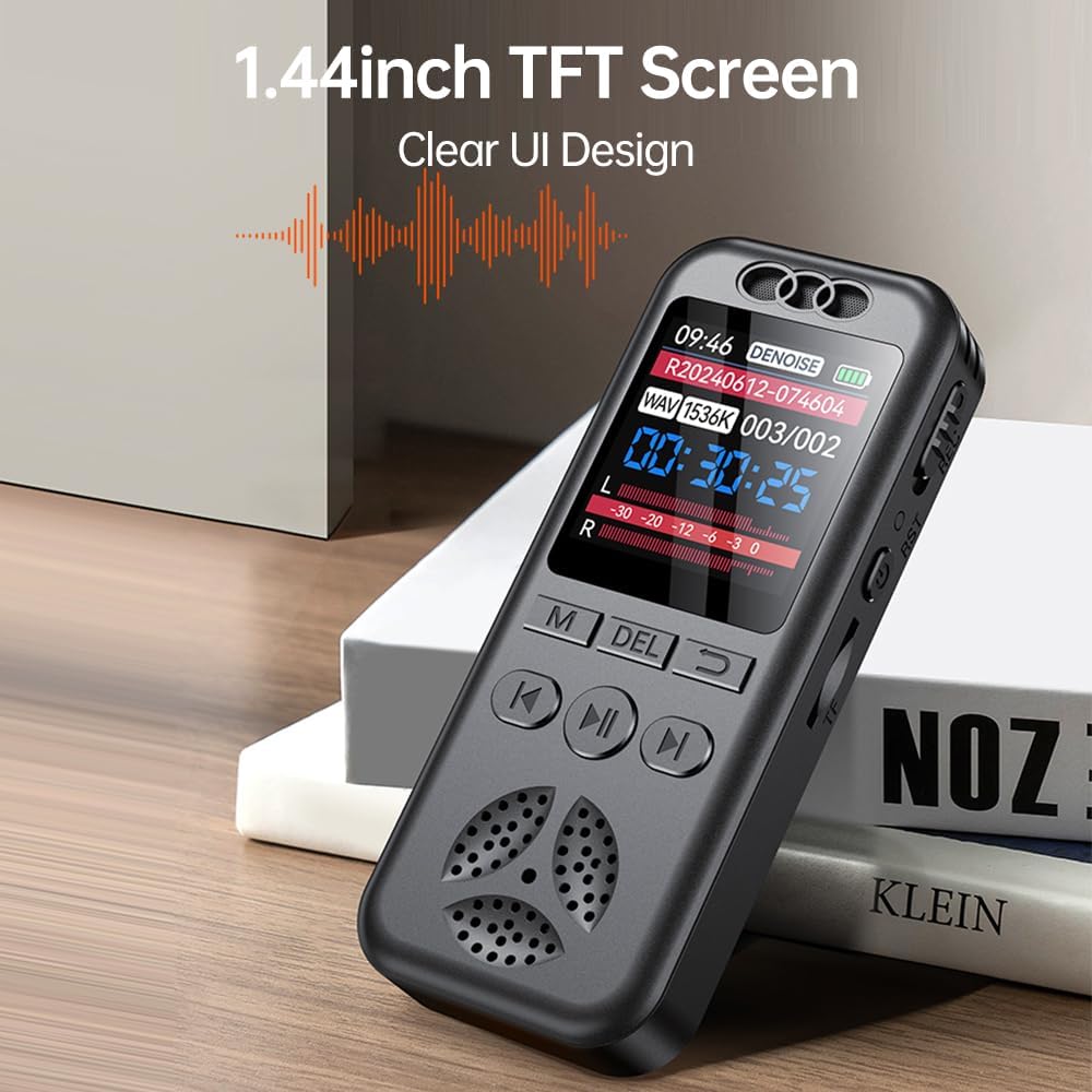 Bisofice Digitale Diktiergeräte 64GB Voice Recorder-1536 Kbps, sprachaktivierte Audioaufnahme,Zeitge