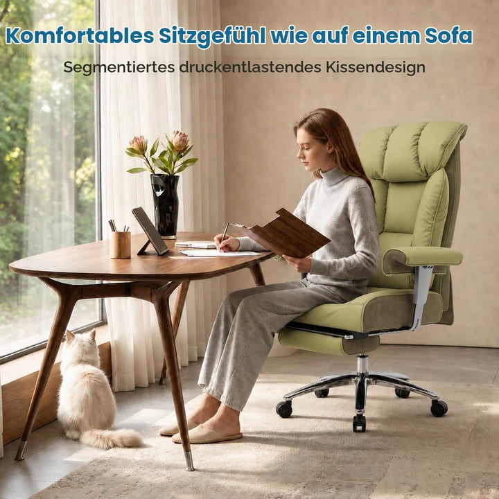 Efomao Bürostuhl, Executivesessel PU-Leder mit Integrierter Lendenwirbelstütze, Ergonomischer Chefse