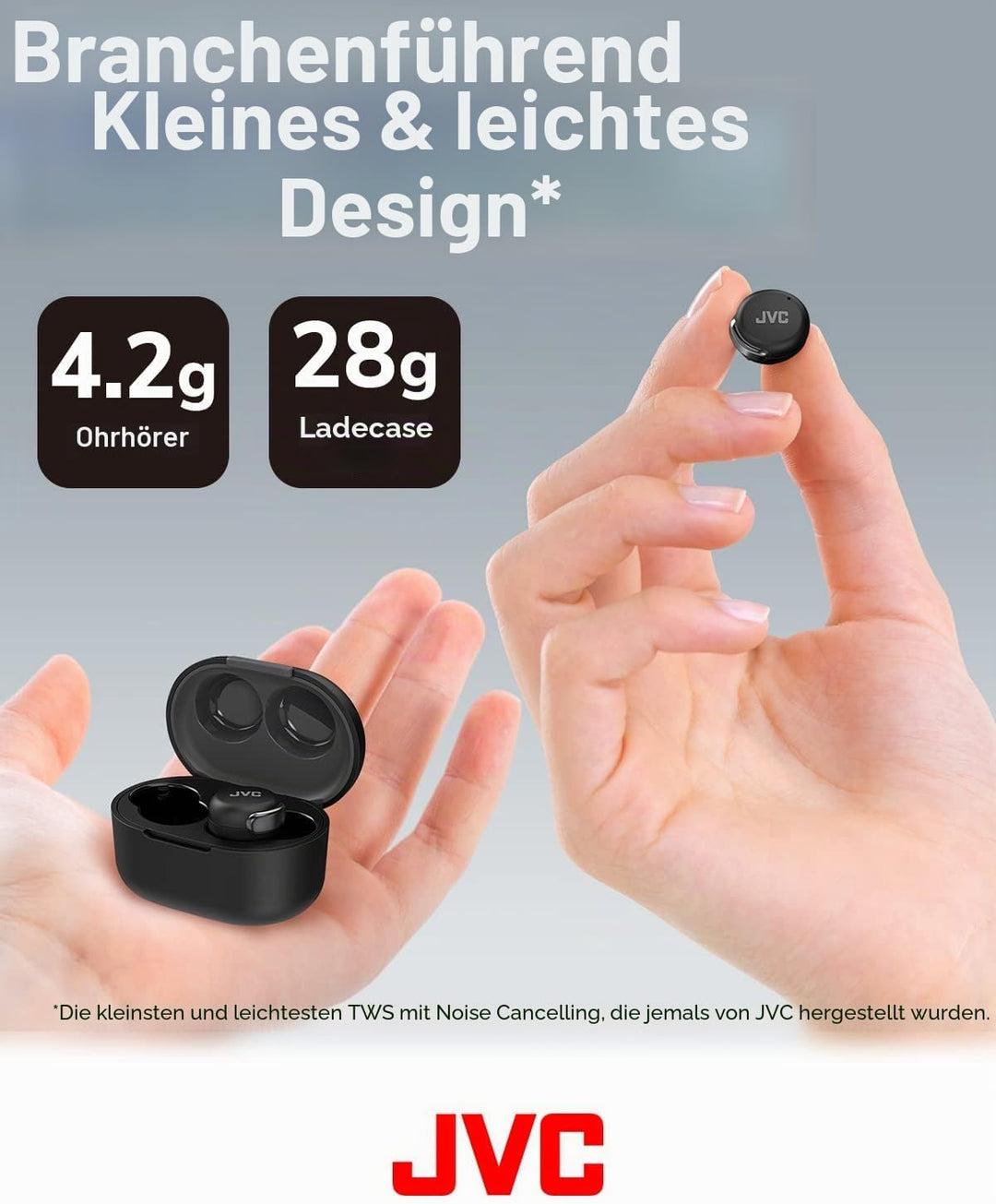 JVC HA-Z330T-B - Kompakte True Wireless Ohrhörer, akt. Noise Cancelling, geringes Gewicht, stylische