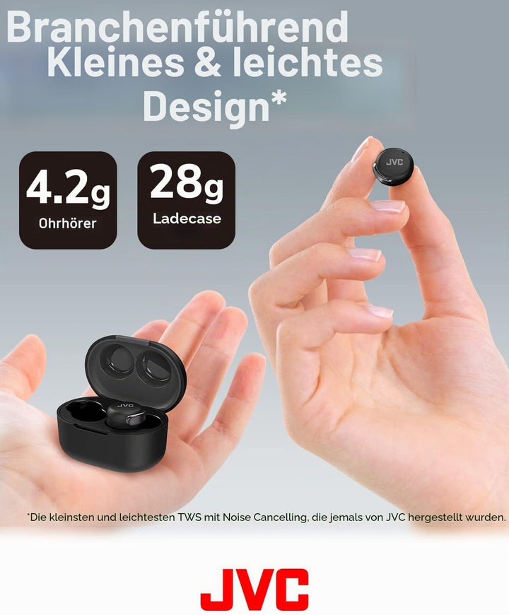 JVC HA-Z330T-B - Kompakte True Wireless Ohrhörer, akt. Noise Cancelling, geringes Gewicht, stylische