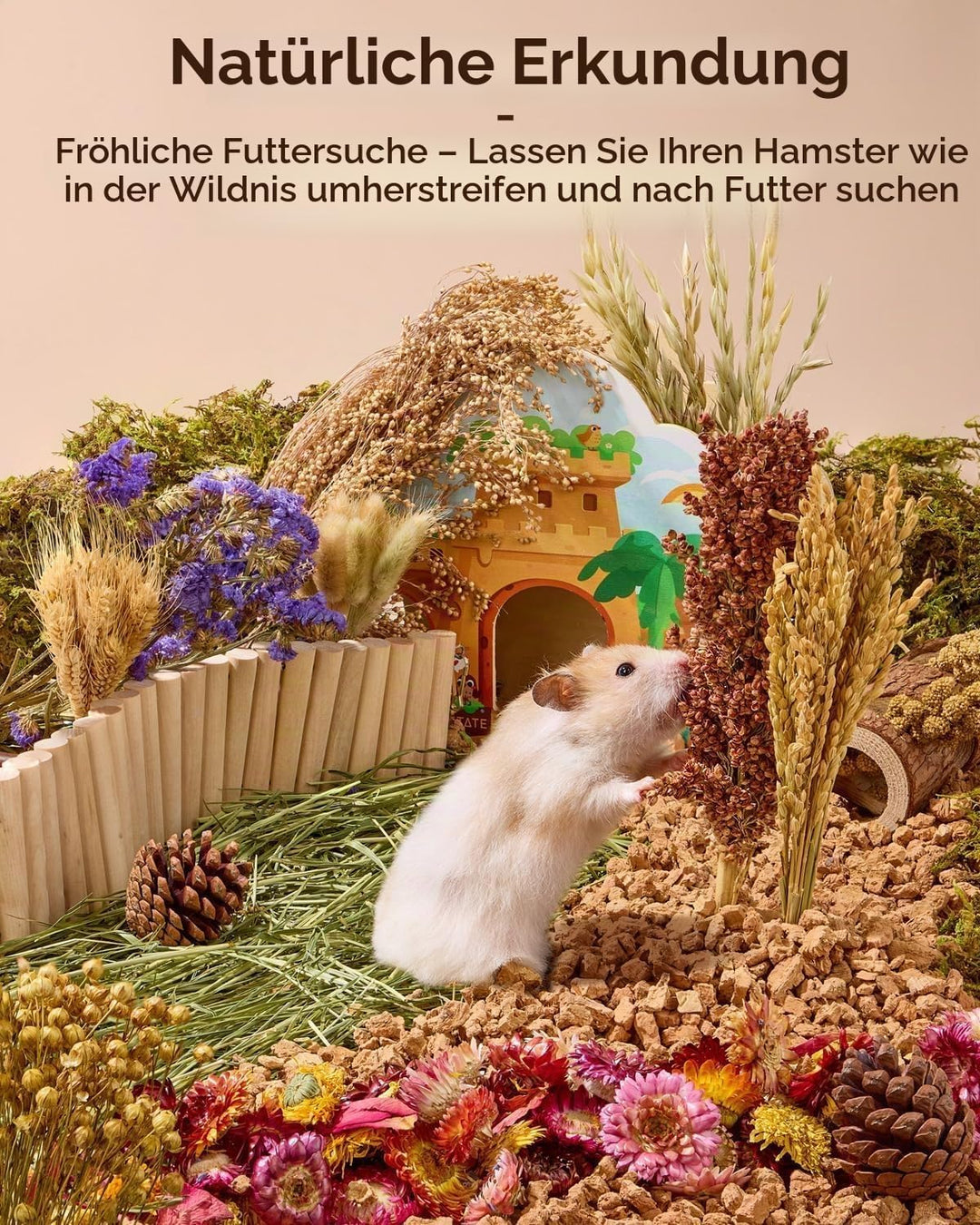 BUCATSTATE Natürliche Hamster-Einstreu – Blumen & Kräuter & Sprays für Käfig-Lebensraum-Dekor – Beha