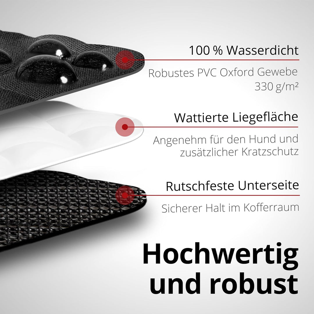 Walser Kofferraumschutz Hund - robuste 330g/qm Kofferraum Schutzmatte Hund - 100% wasserdicht - mit