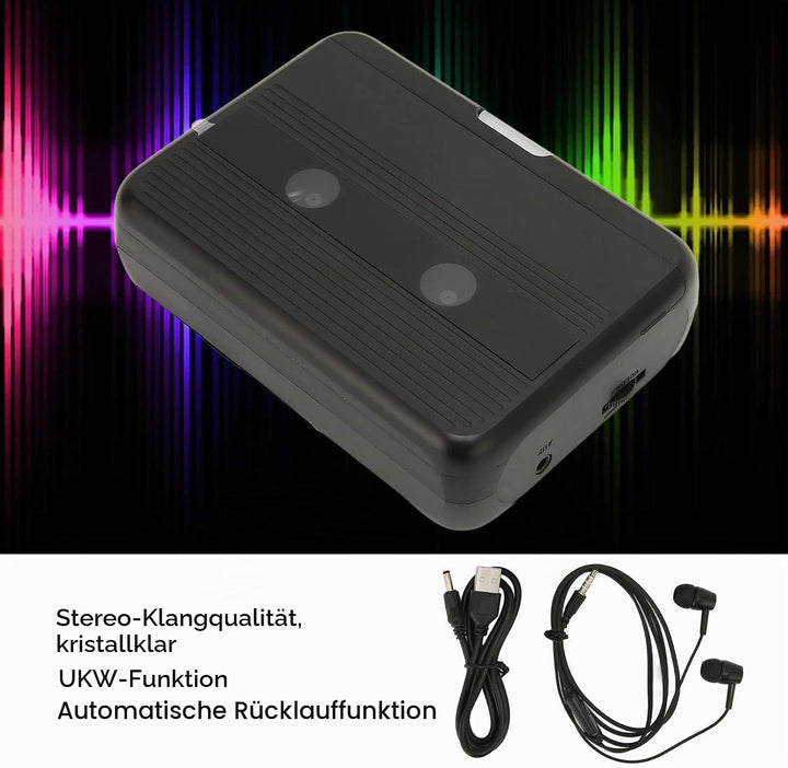 Bluetooth Kassettenspieler mit Kopfhörer, Stereo Retro Auto Reverse Tragbarer Drahtloser FM Kassette