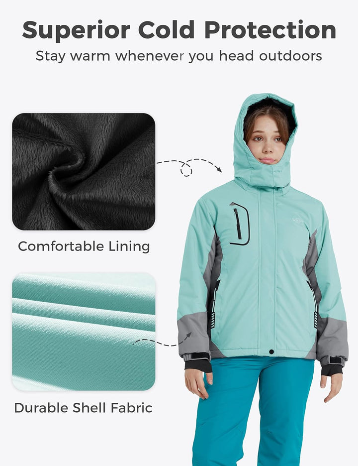 Wantdo Mädchen Berg Ski Jacke Warmer Winter Fleece Mäntel Wasserdichter Atmungsaktive RegenMäntel Ou