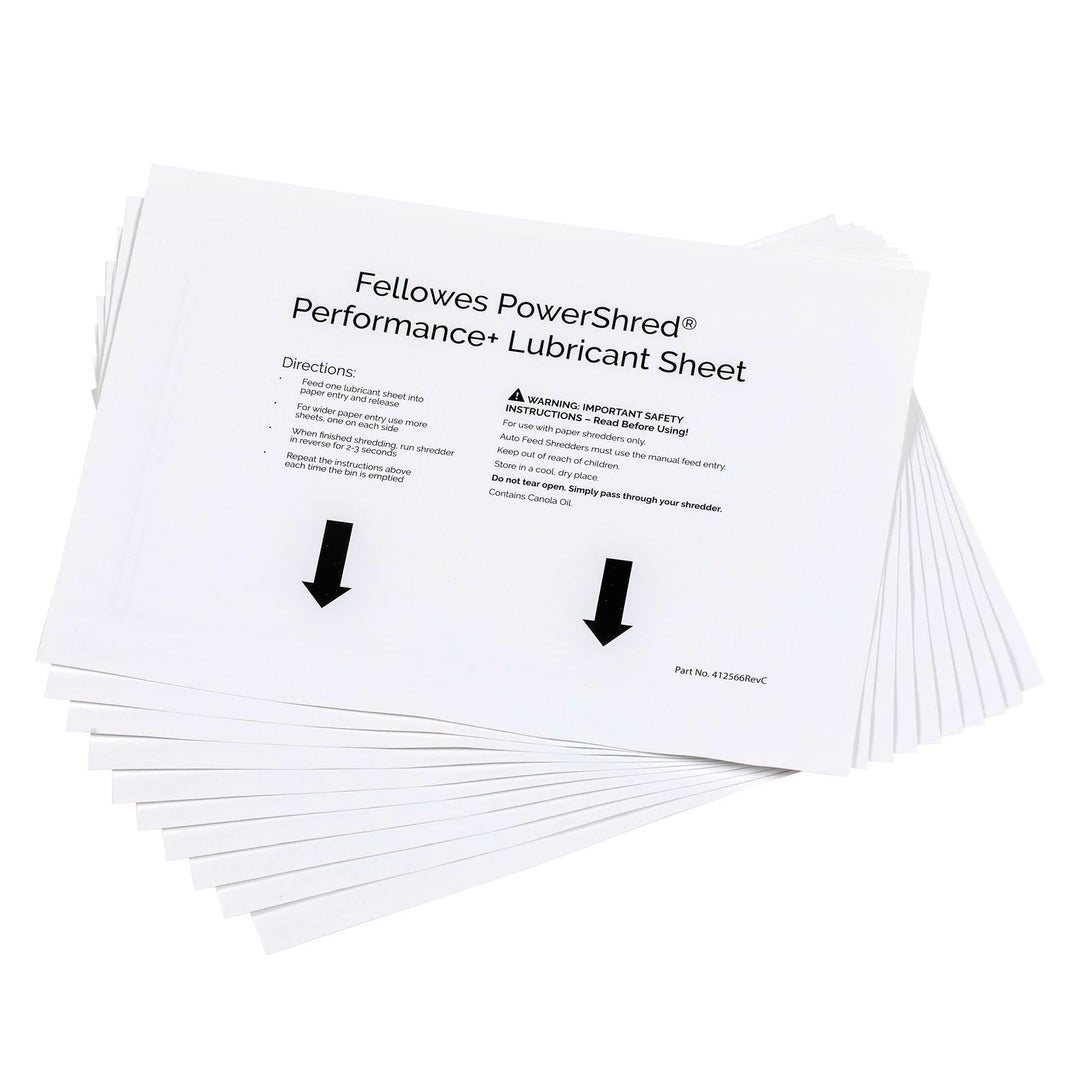 Fellowes Ölpapier für Aktenvernichter - 10 Ölblätter zur Pflege von Papierschreddern - Powershred Qu