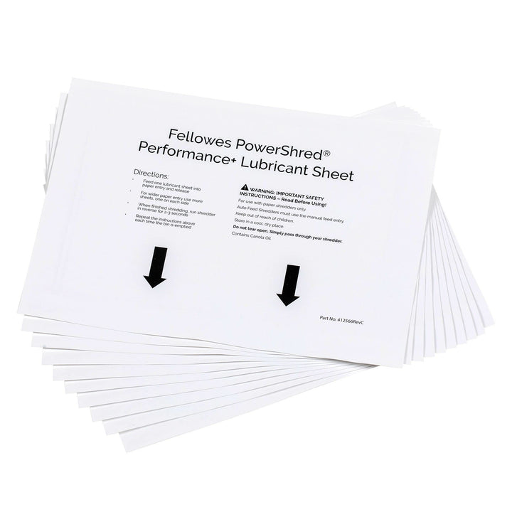 Fellowes Ölpapier für Aktenvernichter - 10 Ölblätter zur Pflege von Papierschreddern - Powershred Qu
