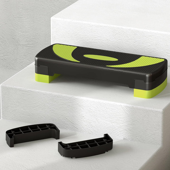 HOMCOM Steppbrett Aerobic-Stepper höhenverstellbar mit 3 Stufen (10/15/20 cm) Fitness Heimtrainer fü