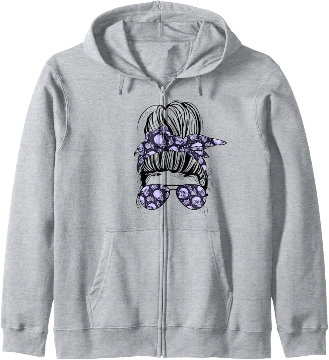 Unordentlicher Dutt Totenkopf mit Blumen Print Sonnenbrille Gothic Frauen Kapuzenjacke