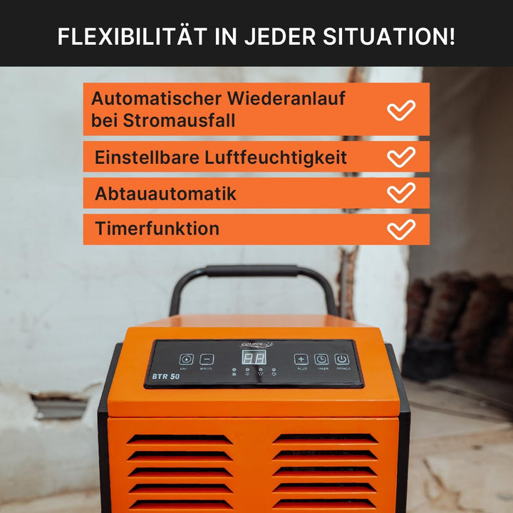 Comedes Bautrockner Luftentfeuchter BTR 50 (max. 51 Liter / 24h) Geeignet für Räume und Keller bis 1