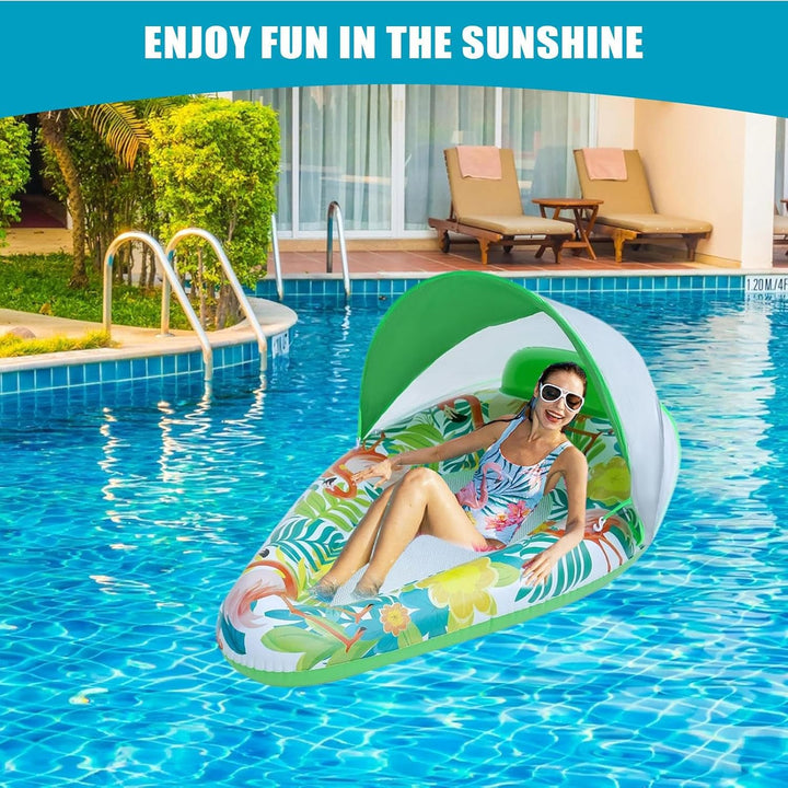 Poolschwimmer Mit Überdachung – Poolliege | Schlauchboot Mit Sonnenschutz | Schwimmende Überdachung
