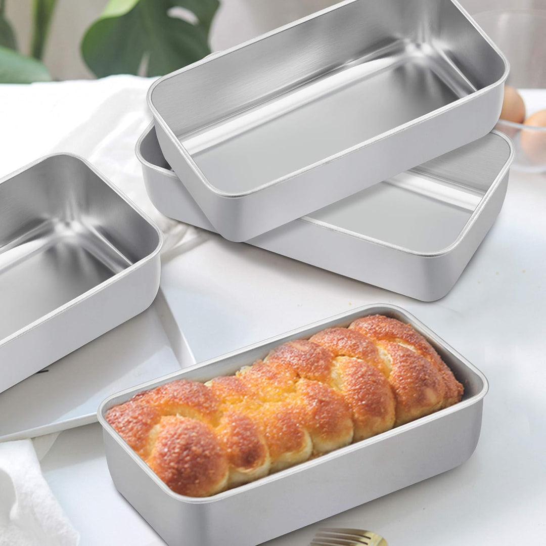 Homikit Kastenform, Edelstahl Brotbackform Königskuchenform 4er-Set, Rechteckig Brotform für Brot/Ku