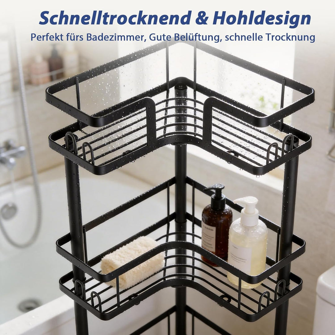 3 Stück Duschregal ohne Bohren Stehend Duschregale mit Verstellbaren Füssen Eck-Duschablage Freisteh