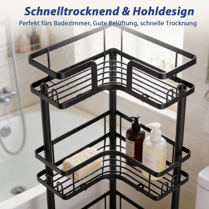 3 Stück Duschregal ohne Bohren Stehend Duschregale mit Verstellbaren Füssen Eck-Duschablage Freisteh