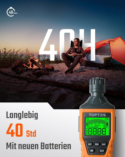 TopTes CT-300 Tragbarer CO-Detektor, CO-Detektor mit akustischem und optischem Alarm, 0-5000PPM, hin