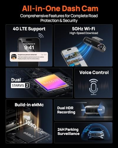 【70mai M800 Dashcam + UP06】 70mai M800 4K Dashcam Auto Vorne & Hinten, STARVIS 2 IMX678 Nachtsicht &