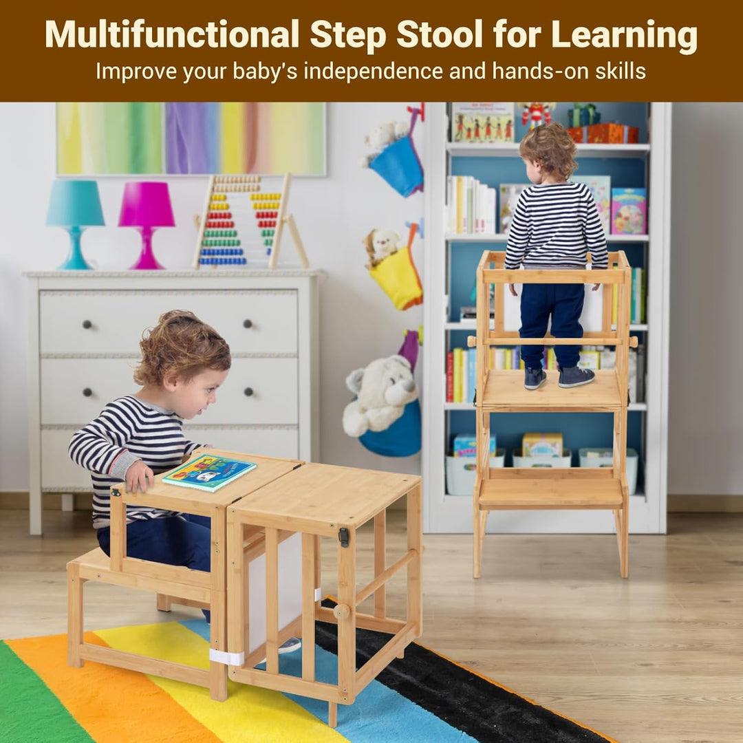 COSYLAND Montessori Lernturm ab 1 Jahr klappbar | 3 in 1 Learning Tower & Lernstuhl Kinder ab 1 Jahr