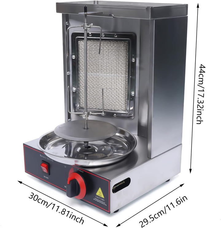 Dönergrill Gas Kebab Machine, Edelstahl Elektrischer Vertical Shawarma Broiler Gyrosgrill 360° Drehb