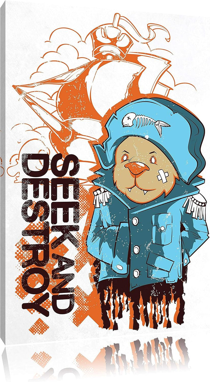 Pixxprint Seek and Destroy White Bild auf Leinwand, XXL riesige Bilder fertig gerahmt mit Keilrahmen