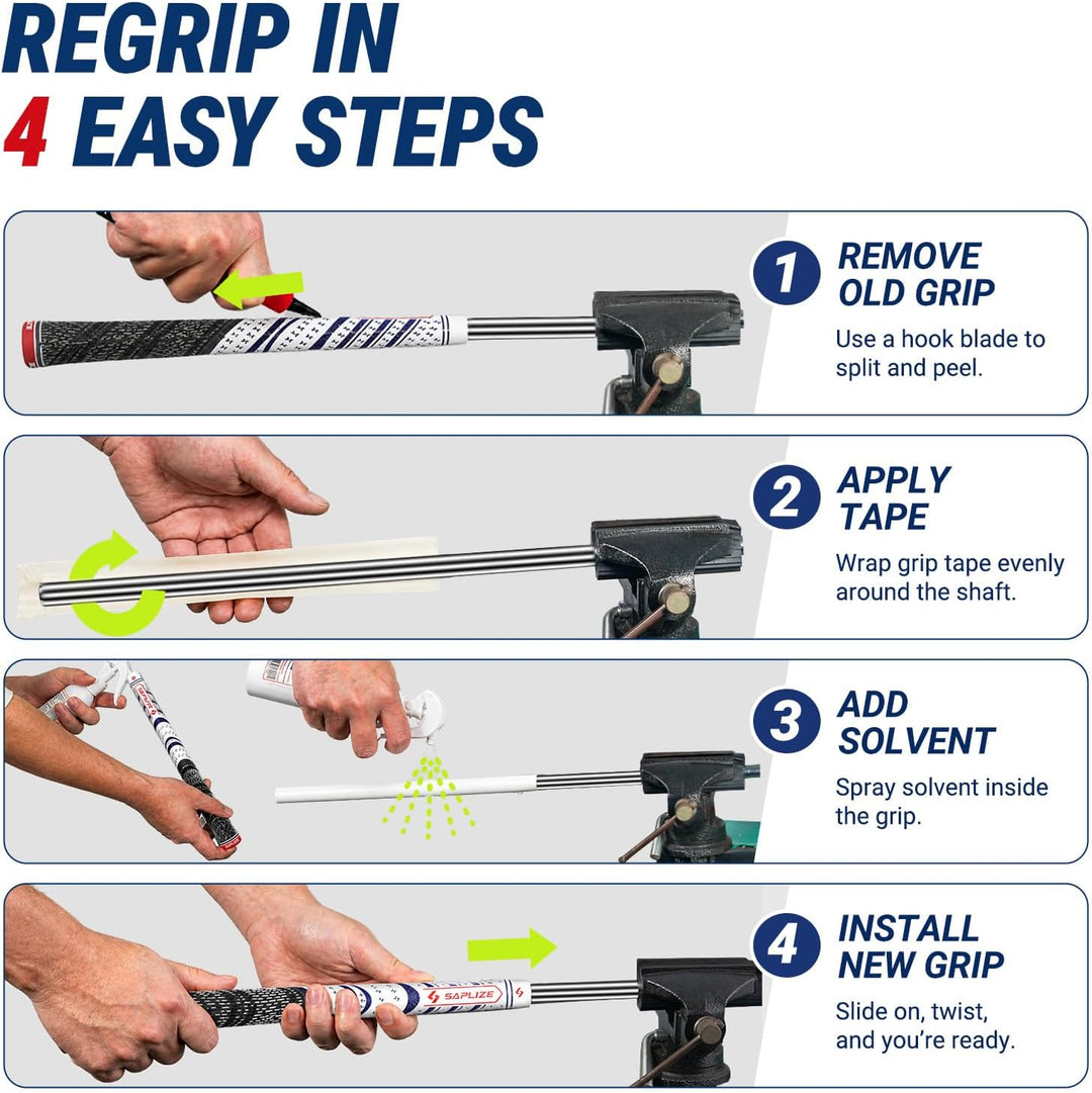 SAPLIZE Golfgriffe Set 13-teilig mit komplettem Regripping-Kit, Hybrid Golf Club Griffe aus Cord-Gum