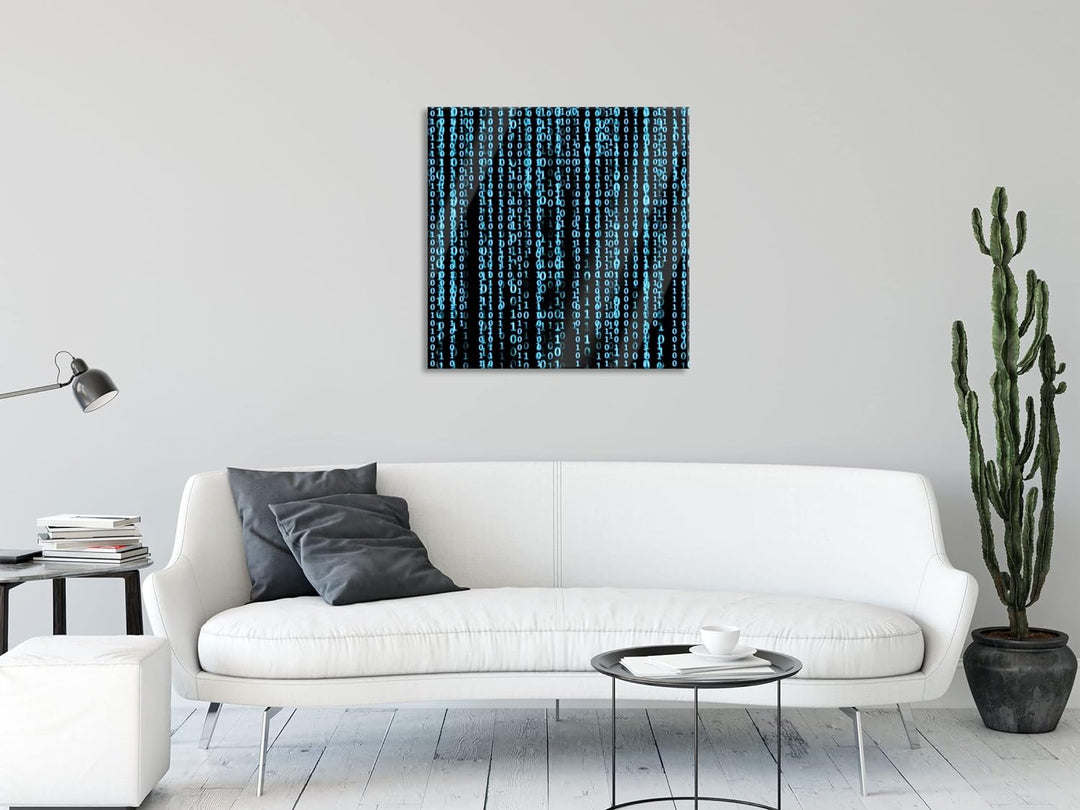Pixxprint Glasbild | Wandbild auf Echtglas | Matrix | 50x50 cm | inkl. Aufhängung und Abstandshalter