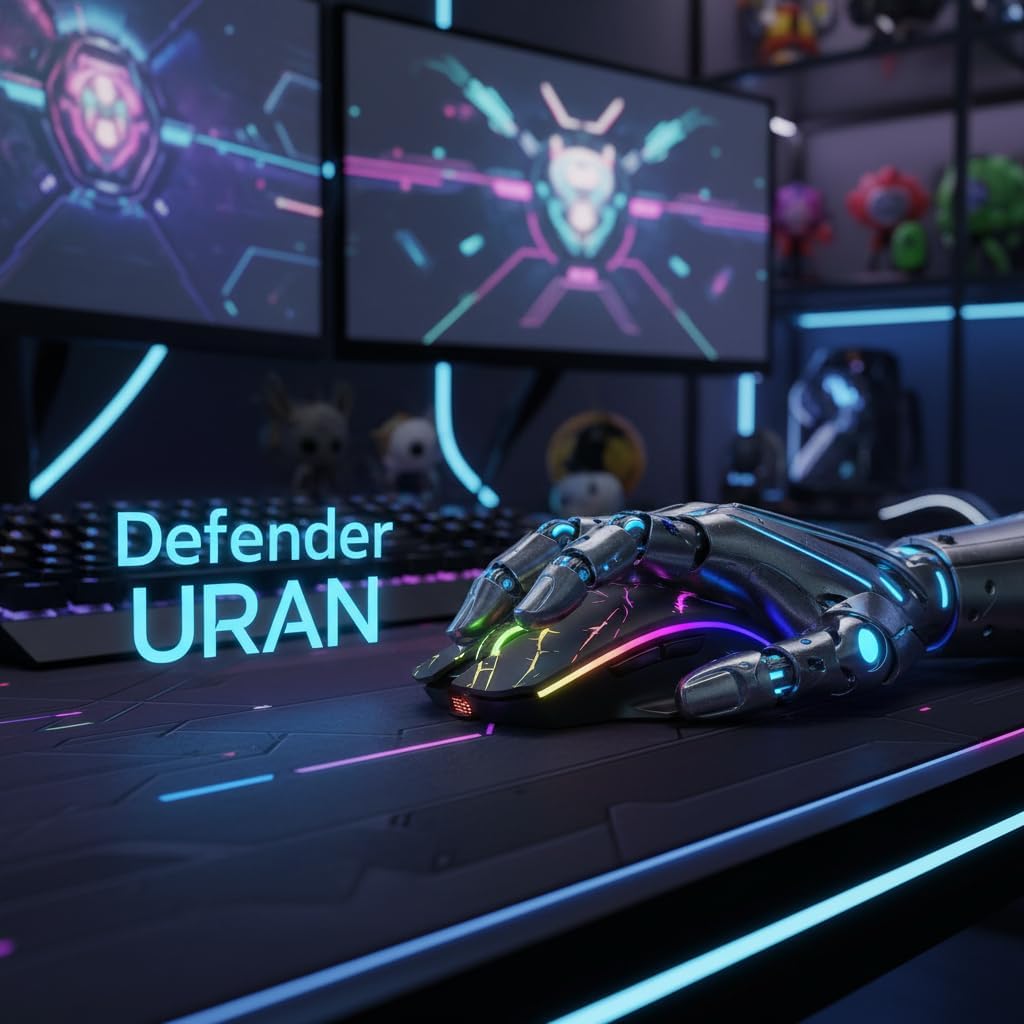 Defender® Uran Kabellose Gaming Maus – Wireless Funkmaus mit RGB, 3200 DPI, FIRE-Taste, 5 Tasten & 1