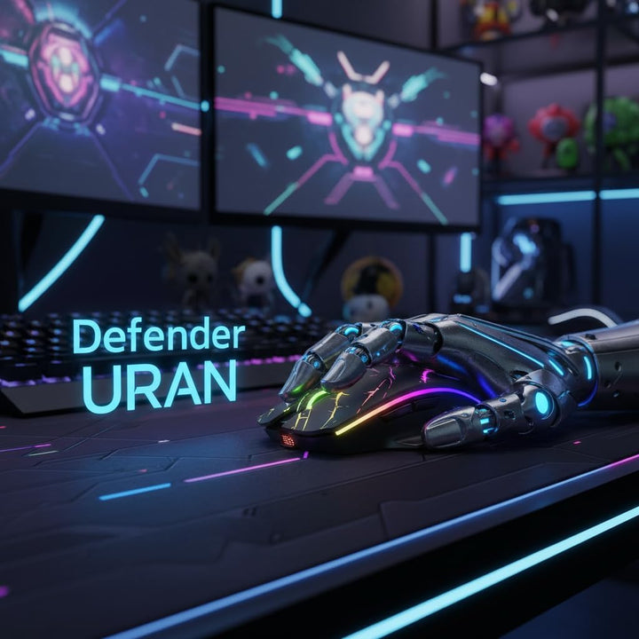 Defender® Uran Kabellose Gaming Maus – Wireless Funkmaus mit RGB, 3200 DPI, FIRE-Taste, 5 Tasten & 1