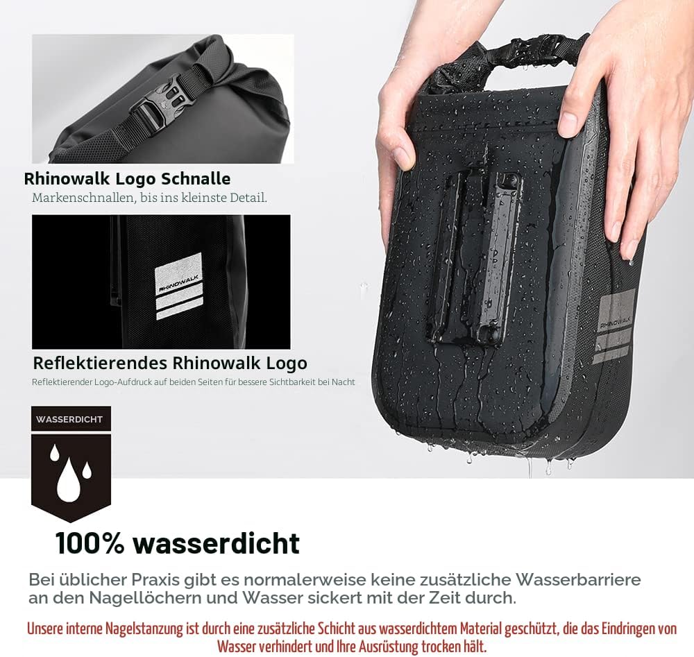 Rhinowalk Fahrradtasche, Gepäckträgertasche, wasserdicht, Fahrradtasche für Gepäckträger, Satteltasc