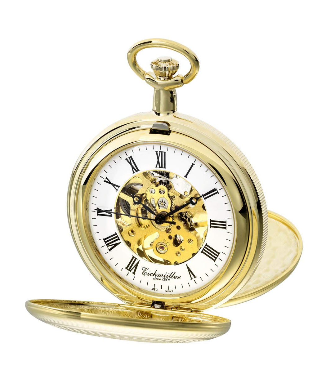 Eichmüller Since 1950 Taschenuhr Mechanisch Handaufzug Skelettwerk incl. Kette 8214-01