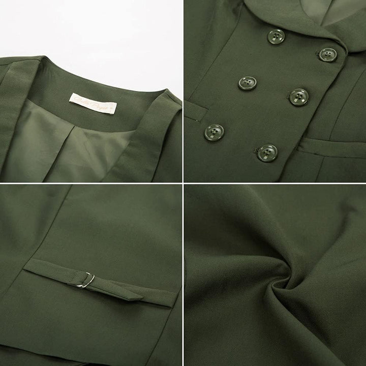 Belle Poque Damen Weste mit Gebogenes Revers V-Ausschnitt Karierte Weste mit Zwei Taschen Geometrisc