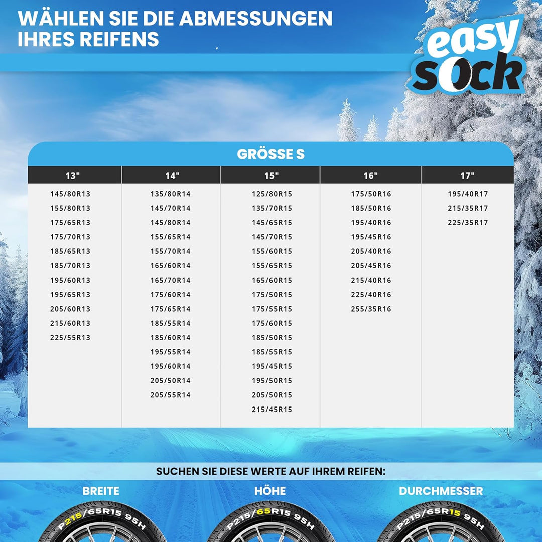 Easysock CAD8013 Textile Schneekette, Grösse S, S GRÖSSE S, GRÖSSE S
