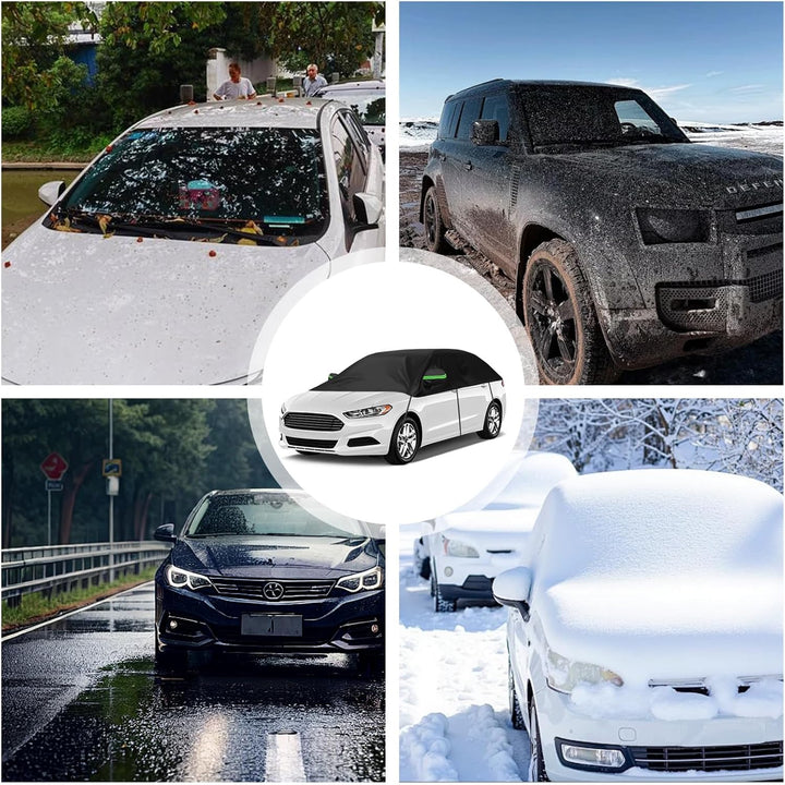 Auto Halbgarage, Wasserdicht Universal Halbgarage, Autoabdeckung für Auto Allwetterschutz vor Regen,