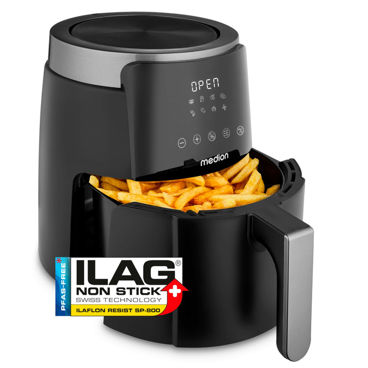 MEDION P40 L Heissluftfritteuse (4,7 Liter, Airfryer, 1500 Watt, einfache Bedienung, ölfreies Fritti