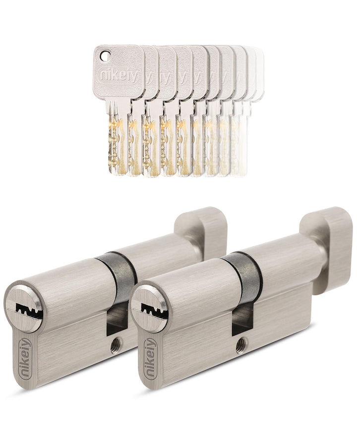 GERCAR Pro 2x Knaufzylinder 30/30 gleichschliessend Set 2 Schliesszylinder mit Knauf inkl. 10 Schlüs