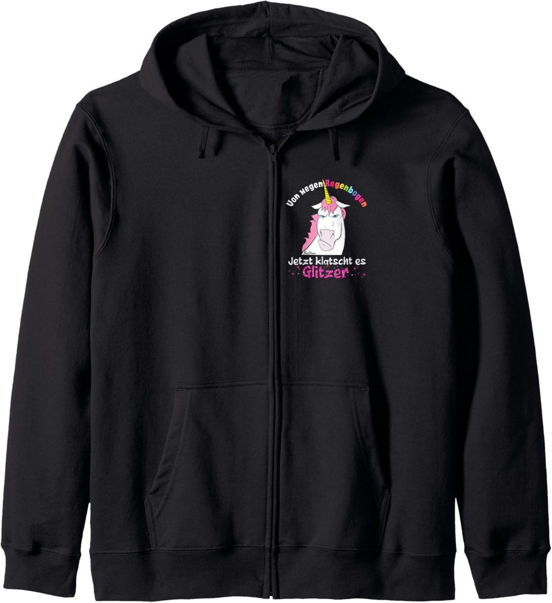 Böses Einhorn klatscht Glitzer lustiges Regenbogen Fun Kapuzenjacke