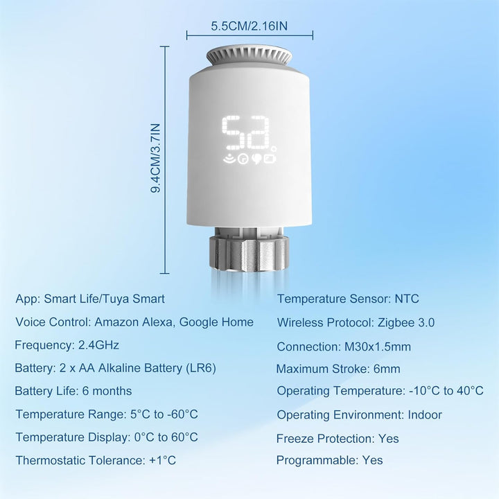 Flintronic Heizkörperthermostat, Zigbee Thermostat Heizung mit LED-Display, Programmierbar Heizungst