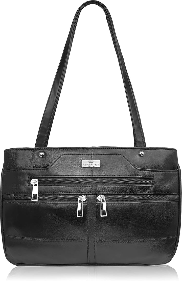 Quenchy London QL172M Damen-Designer-Umhängetasche aus echtem Leder, mit 9 Taschen, inkl. Schirmfach