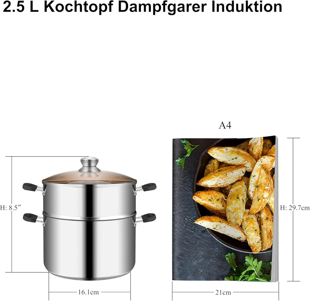 VENTION Kochtopf Dampfgarer Induktion, Couscoustopf 18 cm, 2 litres Induktion 18 Cm/2 L, Induktion 1