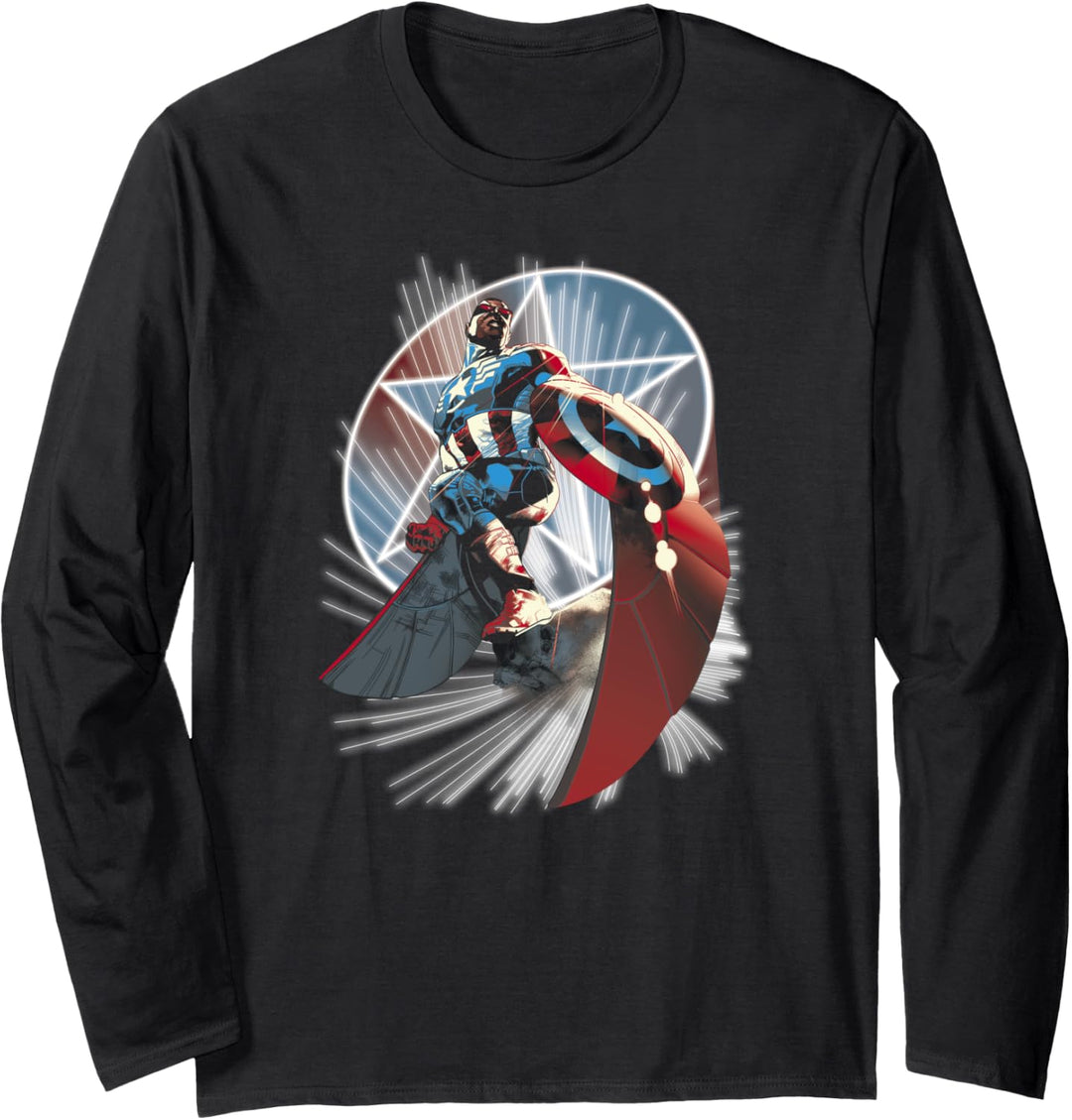 Marvel Captain America Arm Shields Portrait Langarmshirt