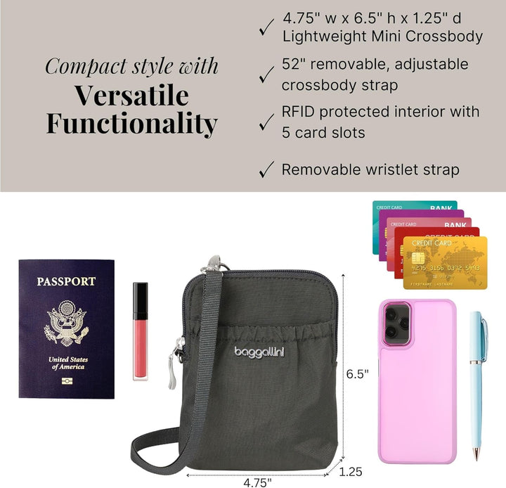 Baggallini Bryant Smartphone-Tasche und Geldbörse – leicht, wasserabweisend, Reisetasche mit RFID-Sc