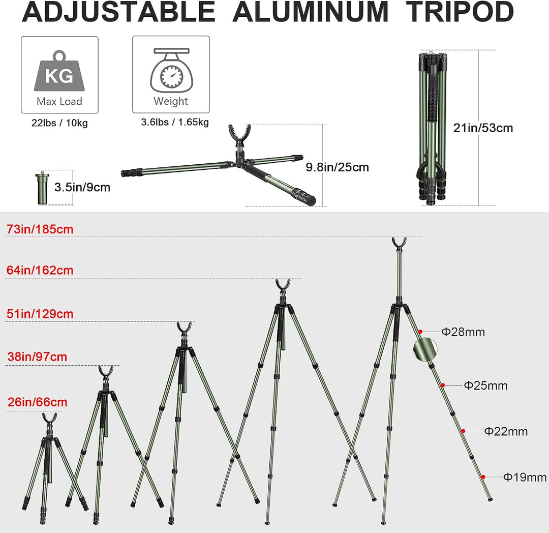 Manbily MA-284GL Aluminiumstativ mit 360° V U-förmig Kopf Stöcke Schiessen, 185cm Max. Ladung 10kg,
