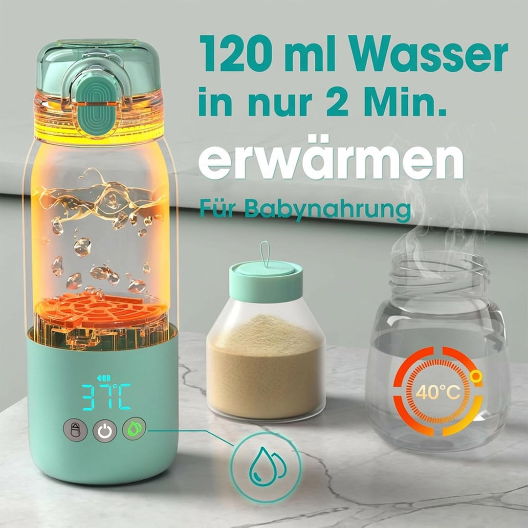 Tragbarer Flaschenwärmer unterwegs für Baby, Schnelles Aufheizen und Lange Akkulaufzeit 12000mAh, Zw