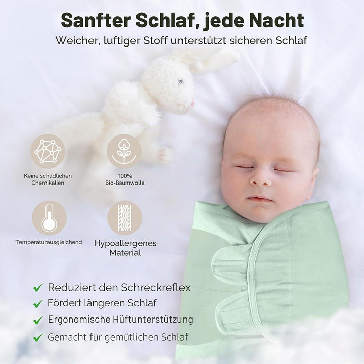 Mama Cheetah Baby Swaddle Blanket mit Zipper - 3er Pack für Neugeborene (0-3 Monate), Bio-Baumwolle,