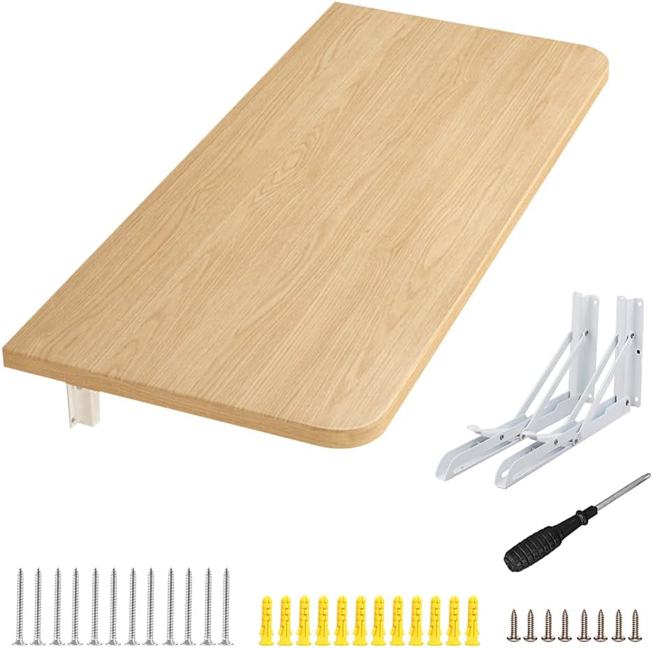 Wandtisch, klappbar, aus Holz, Küche, klappbar, Wandmontage, schwimmend, Computer-Schreibtisch, 60 x
