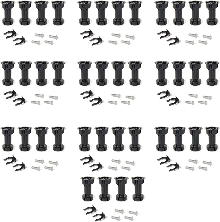 Emuca 2032617 Set aus 10 Sätzen aus 4 regulierbaren Füssen für Küche/Bad mit Zubehör Höhe 148-165mm