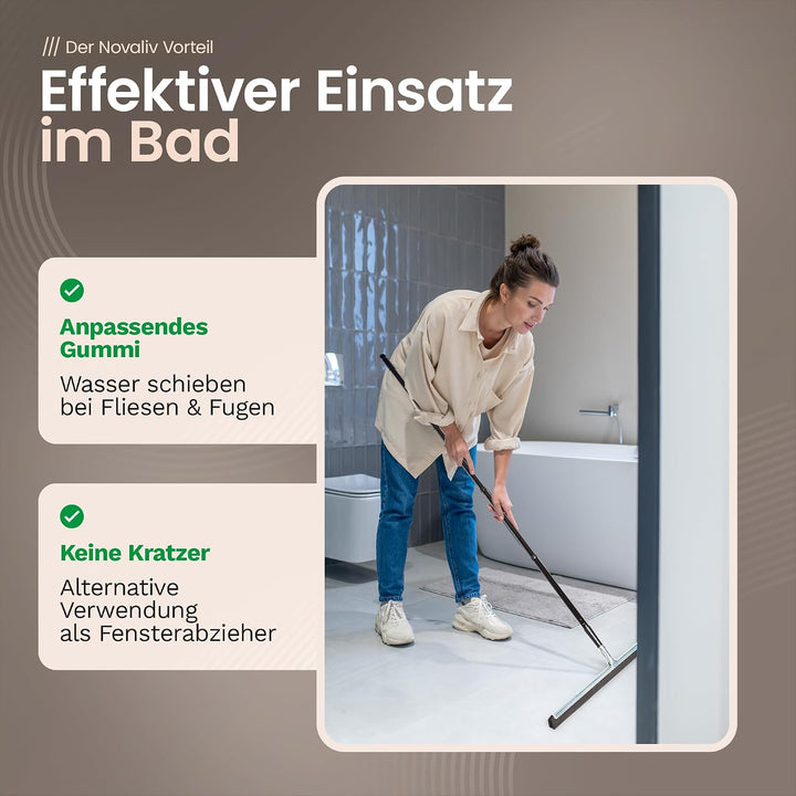 Novaliv 2X Wasserabzieher Boden mit Stiel 60 cm Wasserschieber Dusche Bodenabzieher Gummiabzieher Au