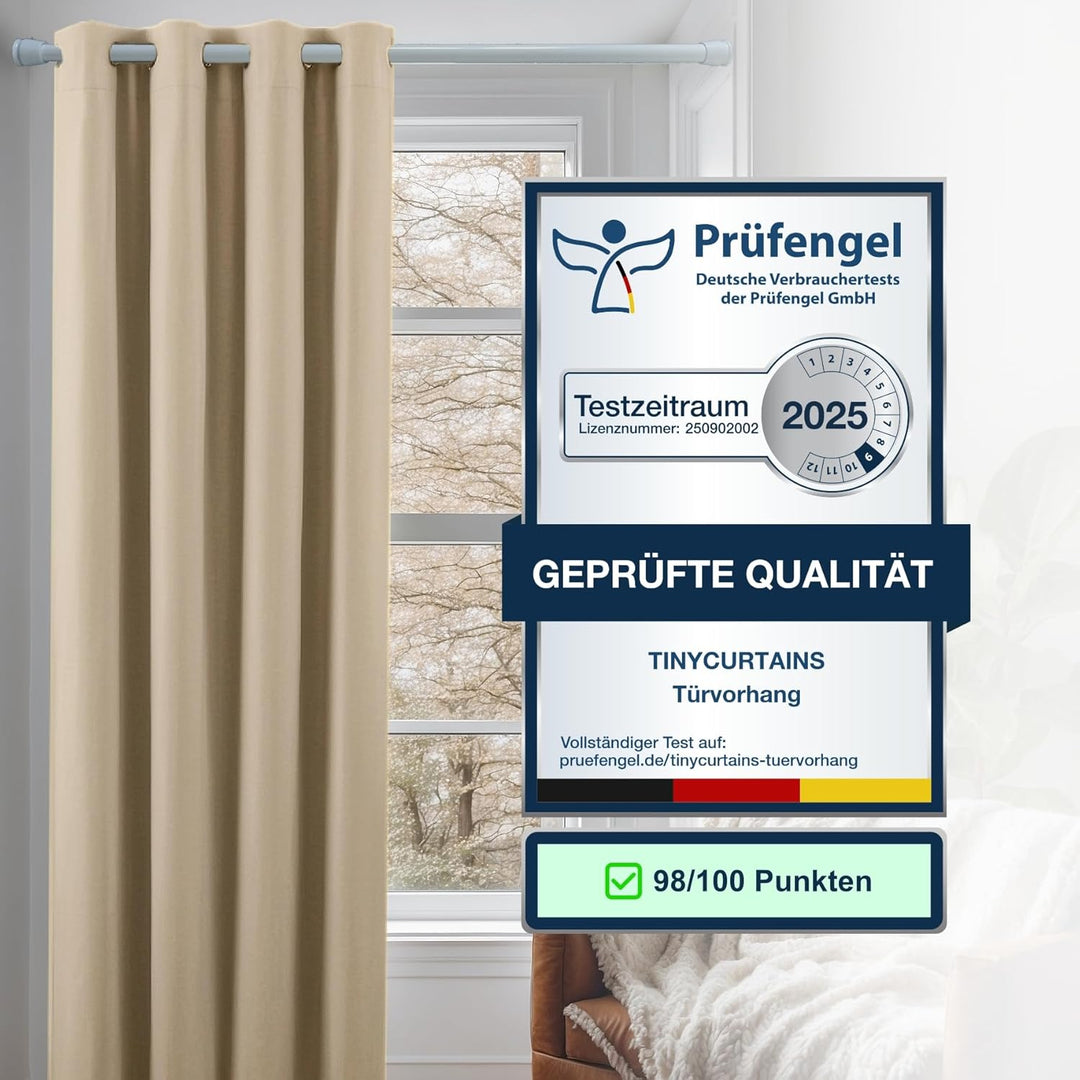 tinycurtains, Türvorhang mit Teleskopstange, einfache Montage in nur 1 Minute ohne Bohren(Türgardine
