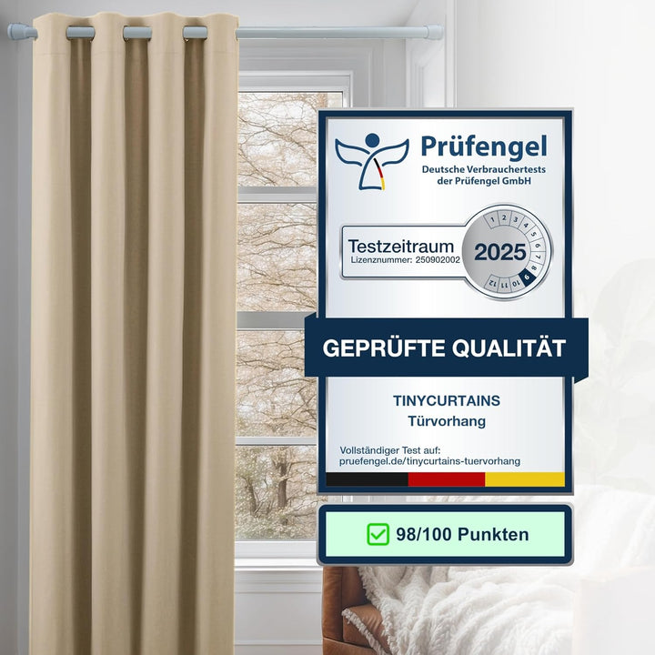 tinycurtains, Türvorhang mit Teleskopstange, einfache Montage in nur 1 Minute ohne Bohren(Türgardine