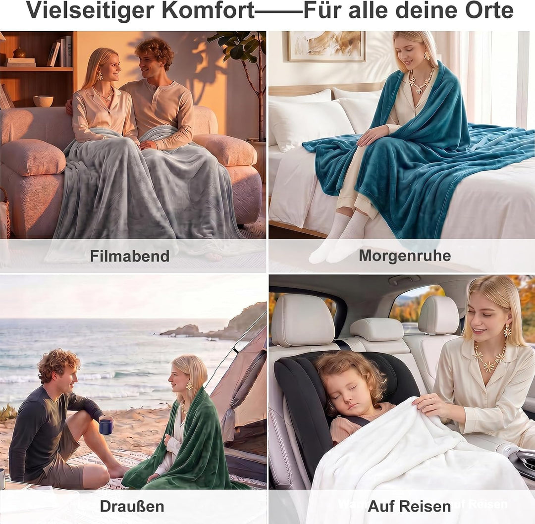 WAVVE Kuscheldecke Flauschig Decke Fleecedecke - Sofadecke Hellblau 220x240 cm Wohndecke Sommer Couc