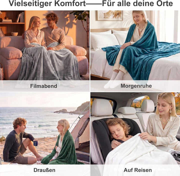 WAVVE Kuscheldecke Flauschig Decke Fleecedecke - Sofadecke Hellblau 220x240 cm Wohndecke Sommer Couc